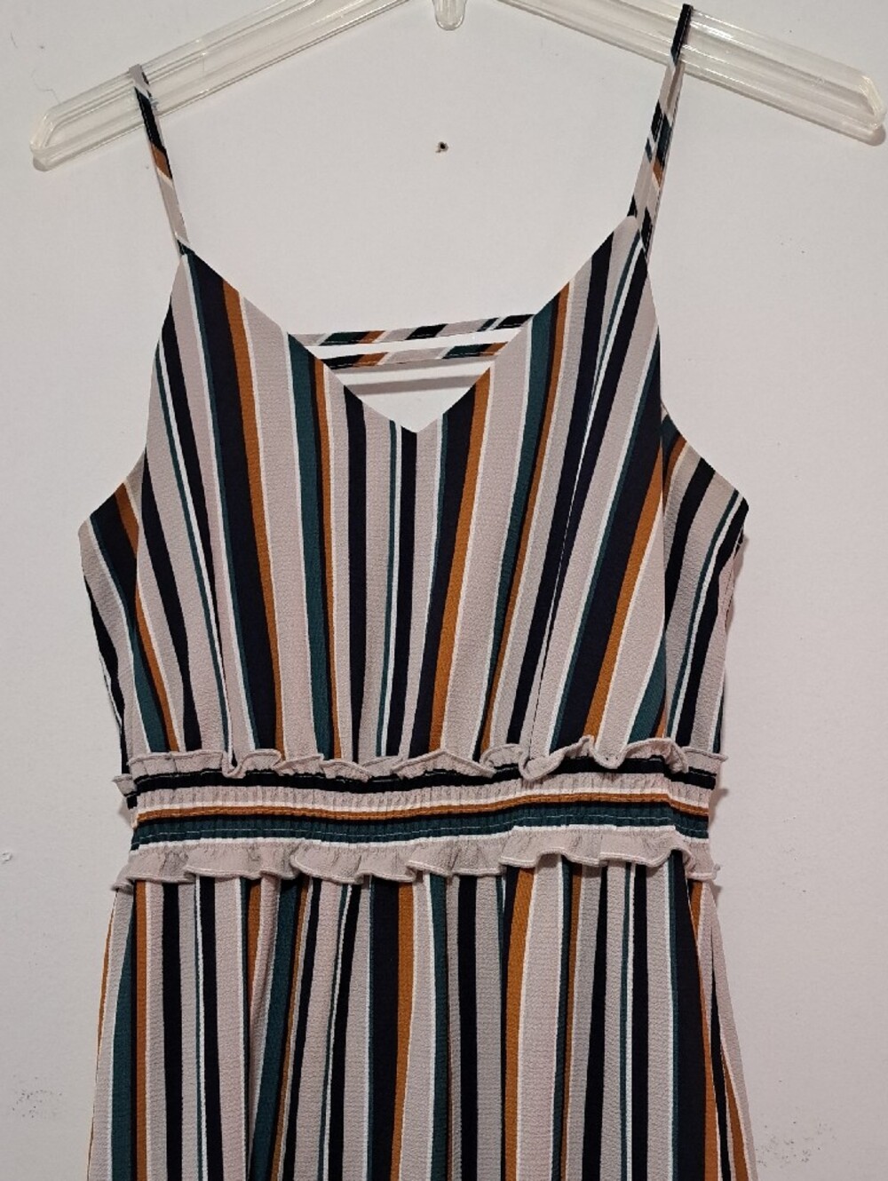 Maurices Striped High-Low Maxi Dress in Black, White & Tan